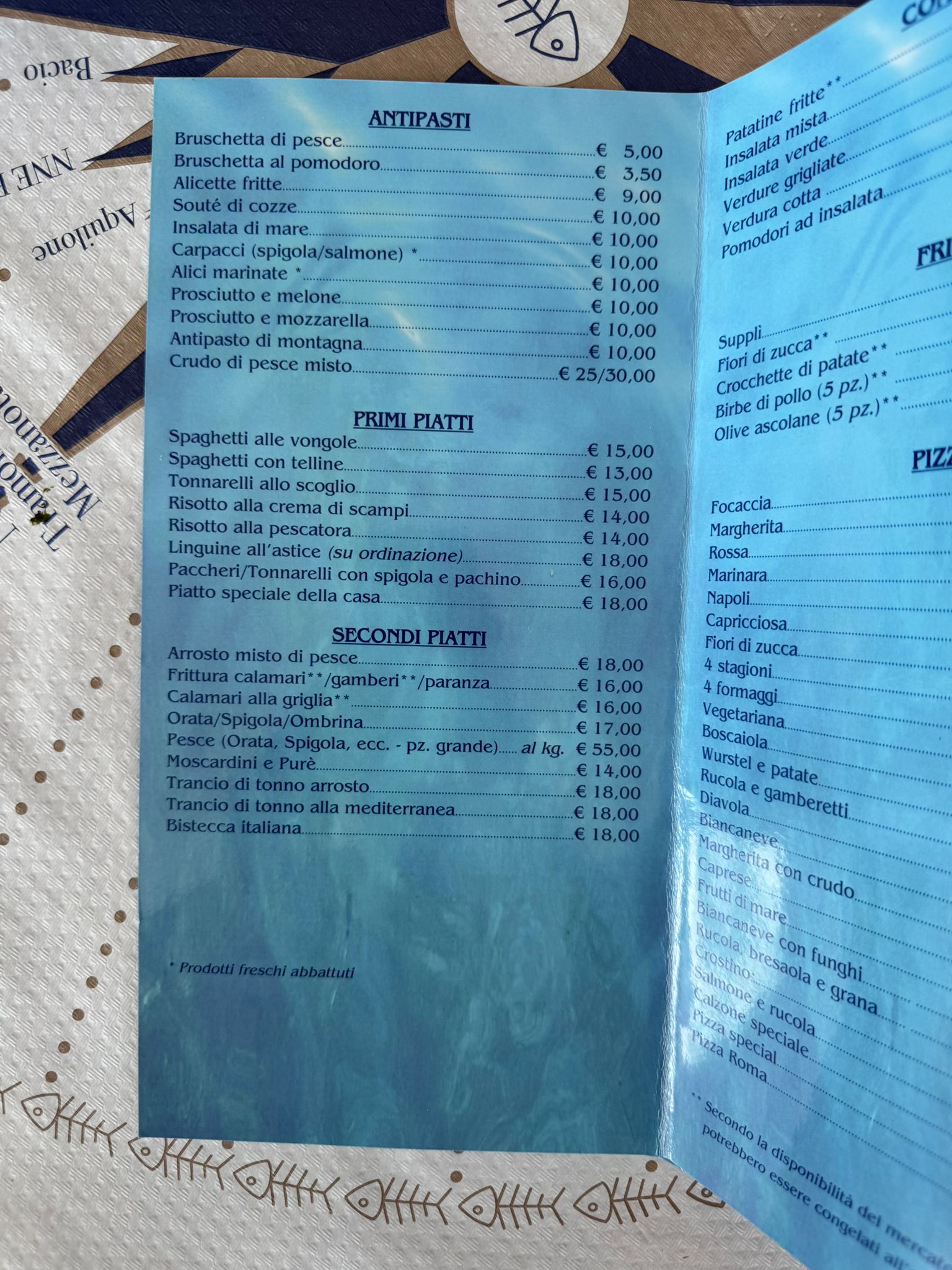 Specialità di mare del ristorante